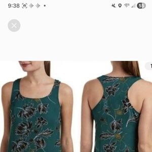 CAbi Teal Floral Sleeveless Blouse